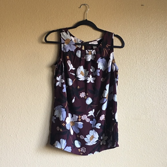 LOFT Tops - Loft Outlet Floral Maroon sleeveless top